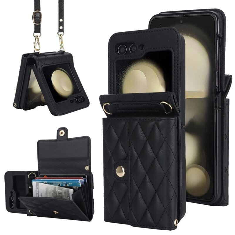 Samsung Galaxy Z Flip 7 FE RFID blocking Portemonnee tas Quilted Zwart
