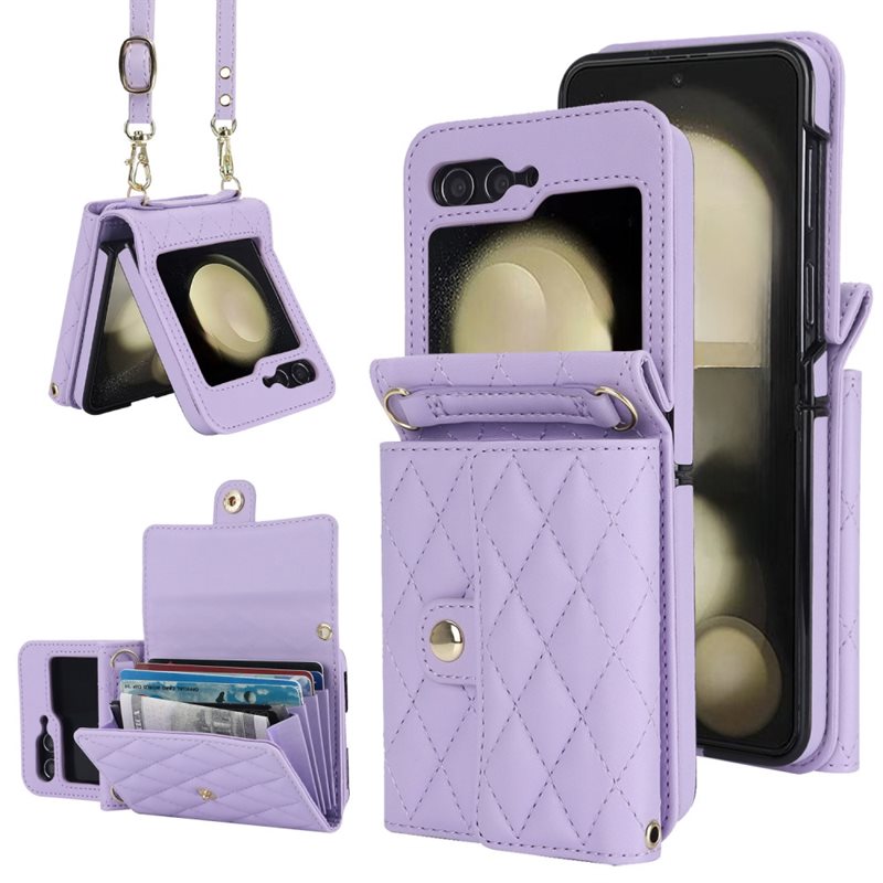 Samsung Galaxy Z Flip 7 FE RFID blocking Portemonnee tas Quilted Paars