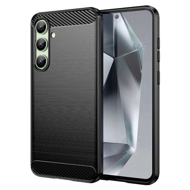 tectTech Hoesje TPU Brushed Samsung Galaxy S24 FE Zwart - Telefoonhoesje met stijlvol ontwerp