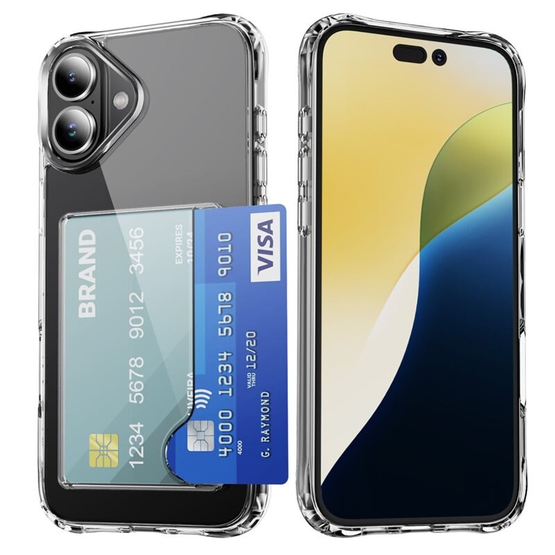 Hybridcase met Cardslot iPhone 16 Plus Transparant - Handig hoesje met kaarthouder