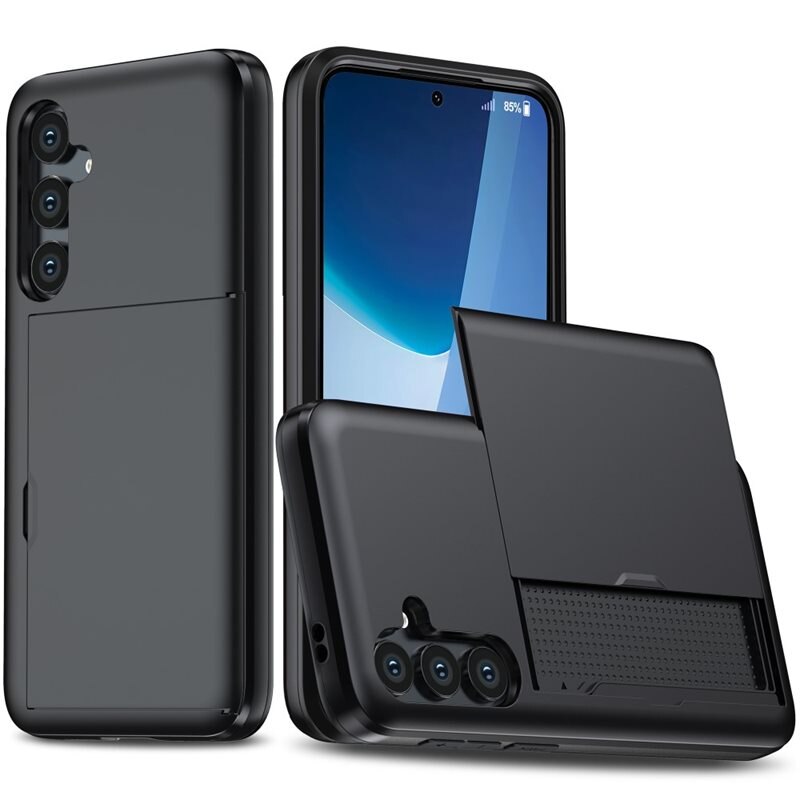 Samsung Galaxy S24 FE Hoesje met Cardslot Zwart - Beschermhoes met plek voor pasjes