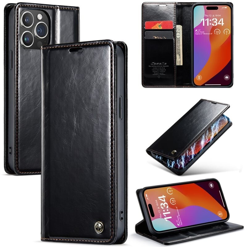 CaseMe Kunstleren hoesje iPhone 16 Pro zwart