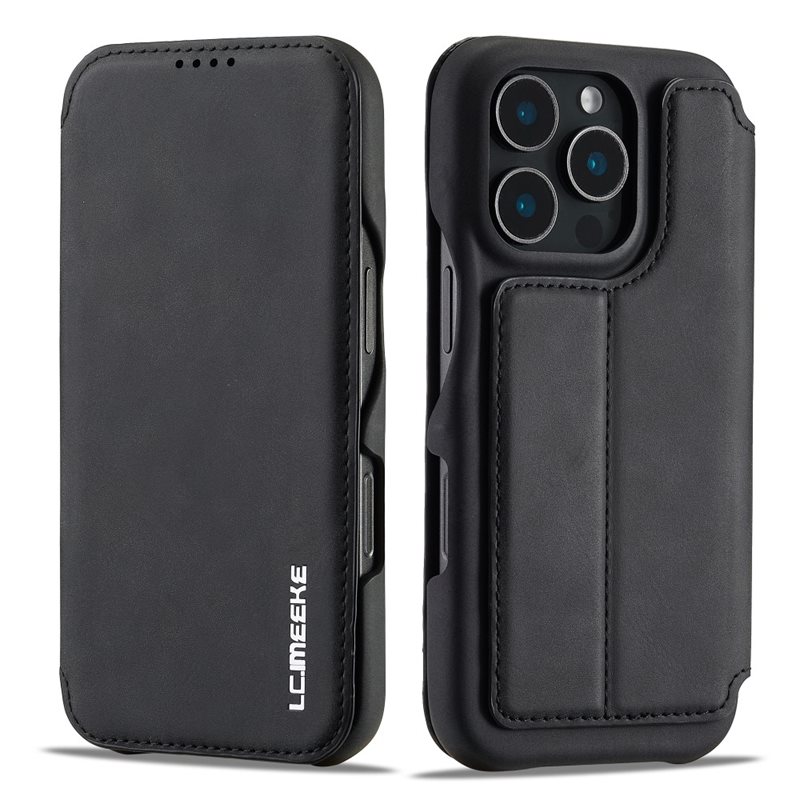 LC.IMEEKE Slim Bookcover hoesje iPhone 16 Pro Max zwart