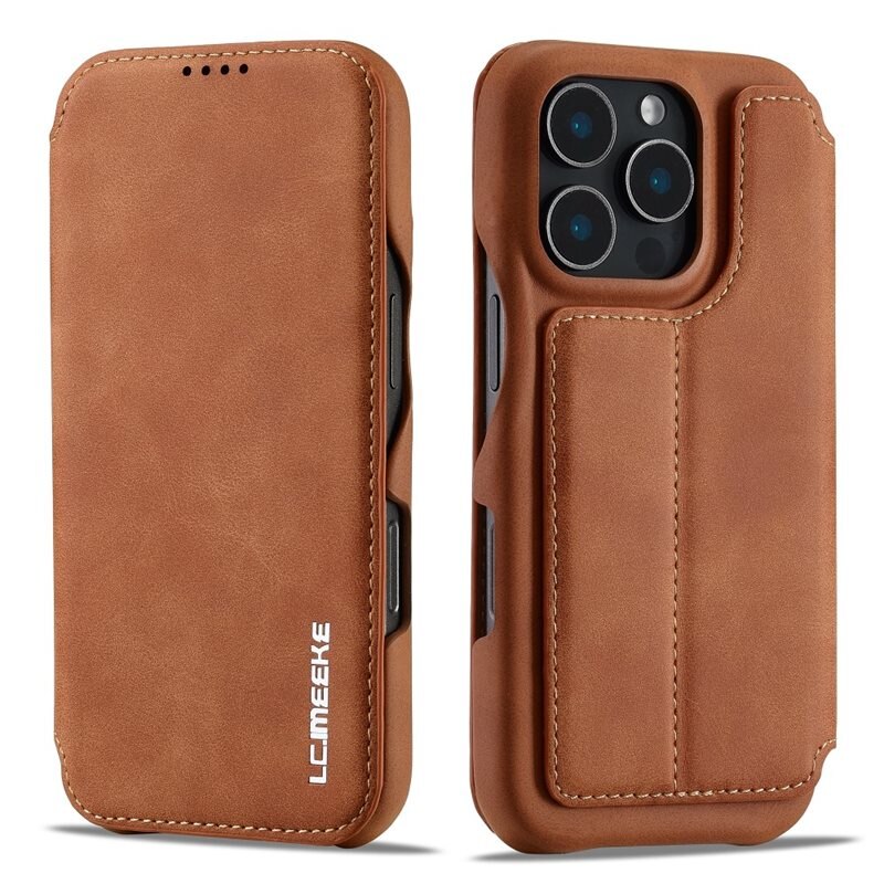 LC.IMEEKE Slim Bookcover hoesje iPhone 16 Pro Max cognac