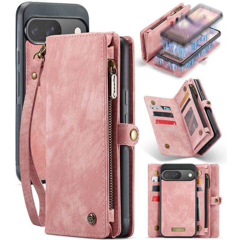 CaseMe Multi-slot Hoesje Google Pixel 9 Roze - Telefoonhoesje met plek voor extra veel pasjes - Pasjeshouder
