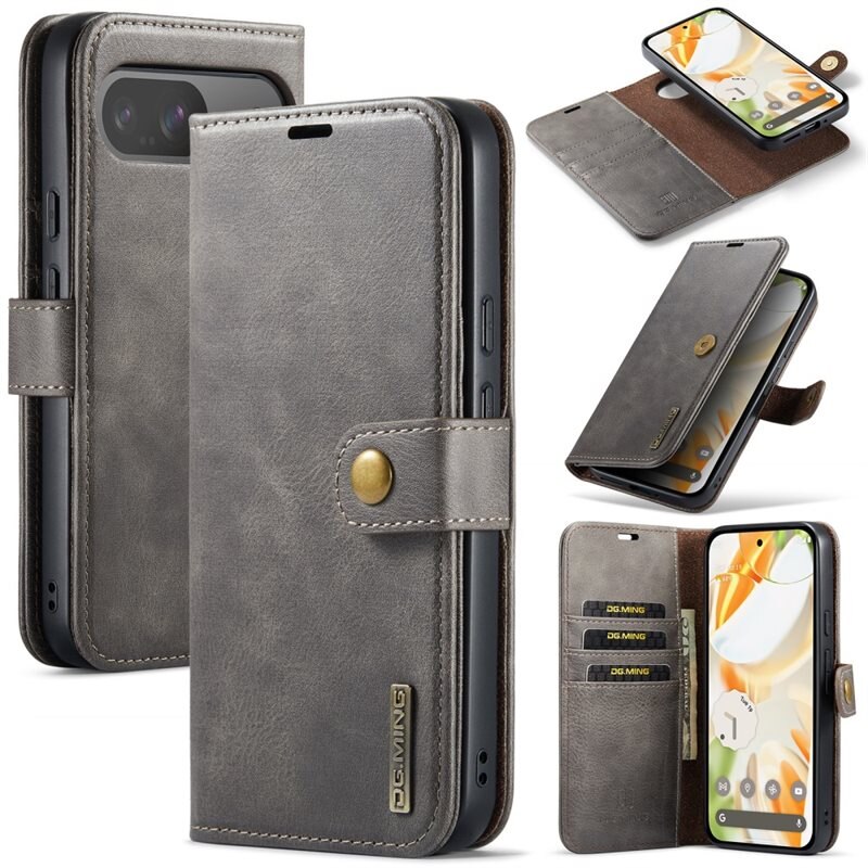 DG.MING Magnet Wallet Google Pixel 10 Pro XL Brown - Stijlvol lederen boekhoesje met afneembaar magnetisch binnenhoesje
