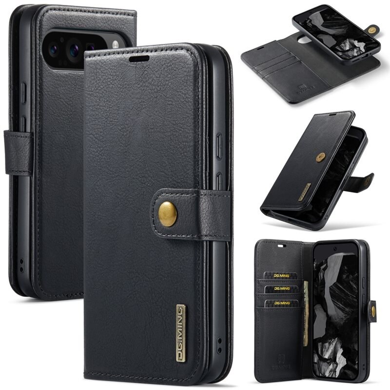 DG.MING Magnet Wallet Google Pixel 9 Pro XL Black - Stijlvol lederen boekhoesje met afneembaar magnetisch binnenhoesje