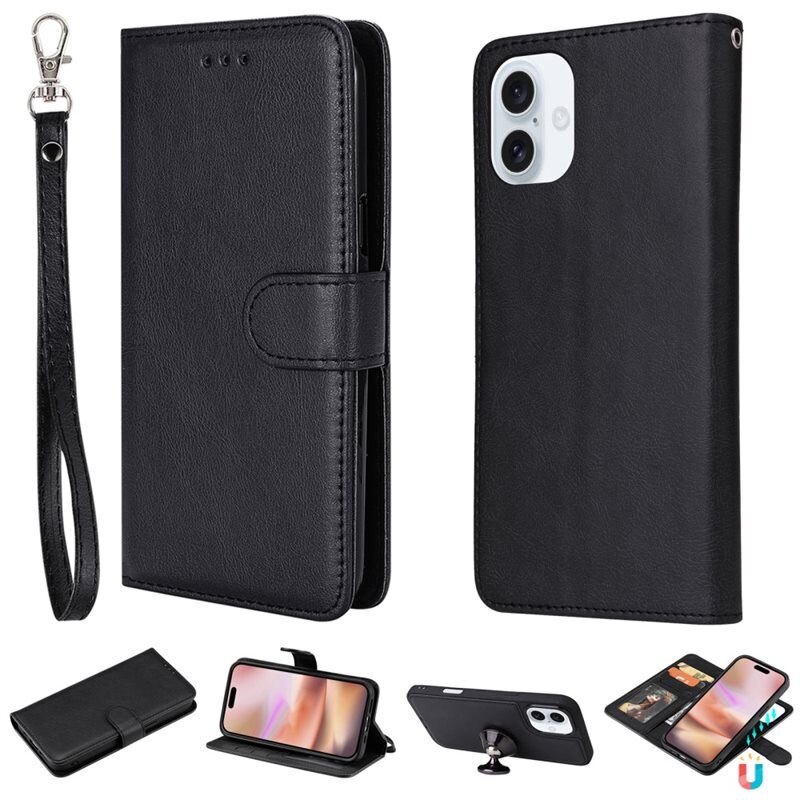iPhone 16 Magneethoesje zwart - Boekhoesje met losse magneetcase