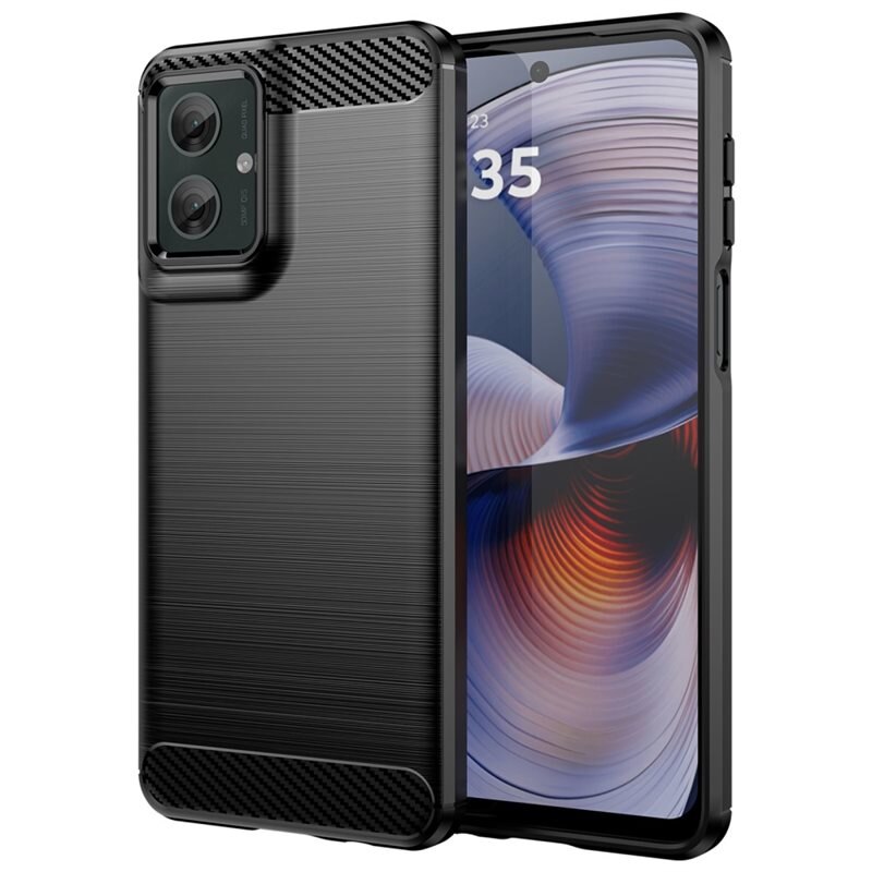 tectTech Hoesje TPU Brushed Motorola Moto G55 Zwart - Telefoonhoesje met stijlvol ontwerp