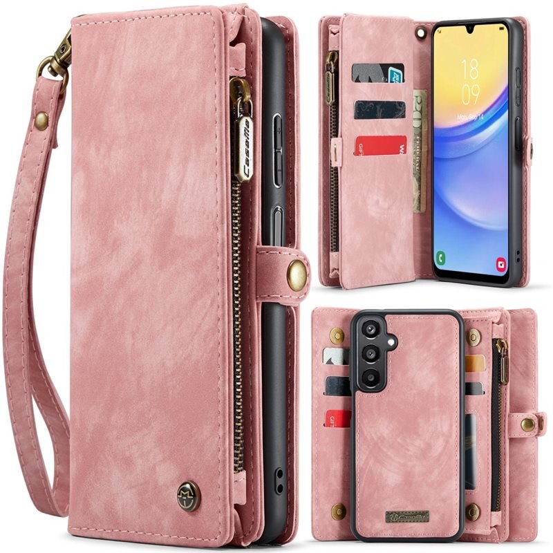 CaseMe Multi-slot Hoesje Samsung Galaxy A16 Roze - Telefoonhoesje met plek voor extra veel pasjes - Pasjeshouder