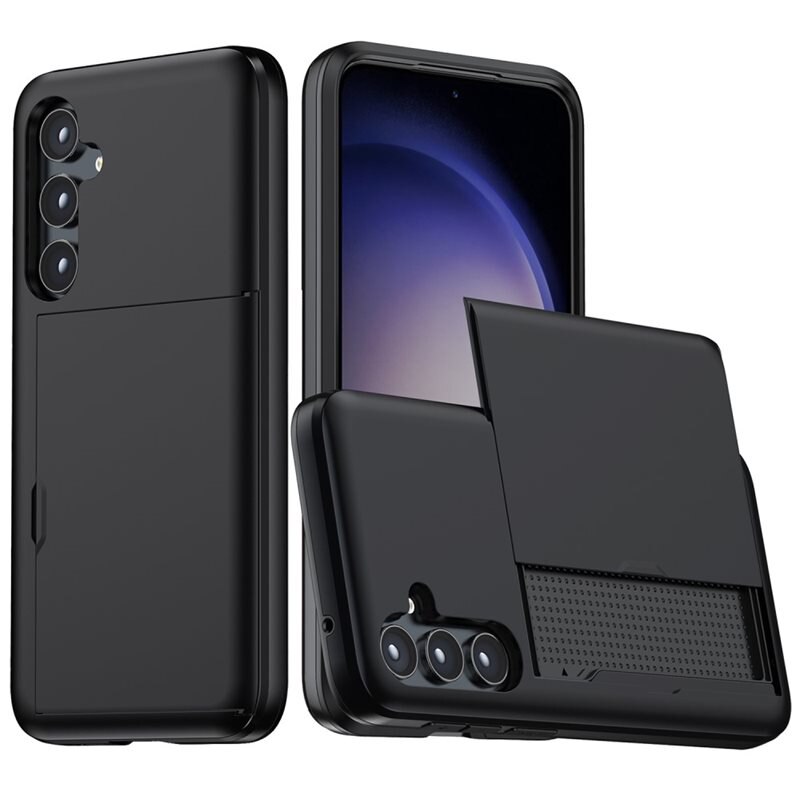 Samsung Galaxy S25 Hoesje met Cardslot Zwart - Beschermhoes met plek voor pasjes
