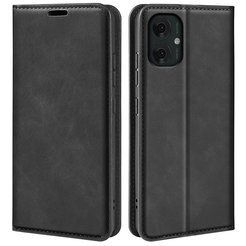 Motorola Moto G55 Slim Smartphonehoesje Zwart - Portemonneehoesje in slank ontwerp