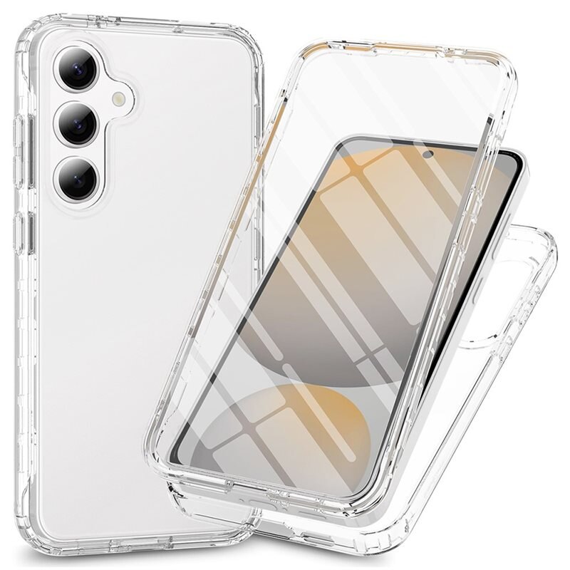 Samsung Galaxy S25 Edge Full Protection Hoesje Transparant - Volledig dekkend hoesje met gehard glazen schermbescherming