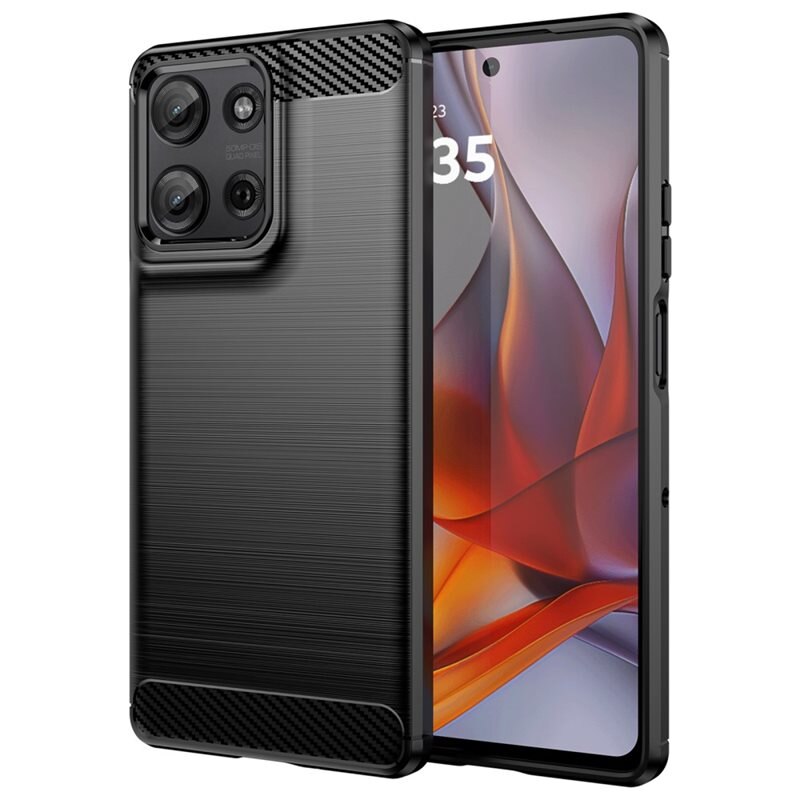 tectTech Hoesje TPU Brushed Motorola Moto G75 Zwart - Telefoonhoesje met stijlvol ontwerp