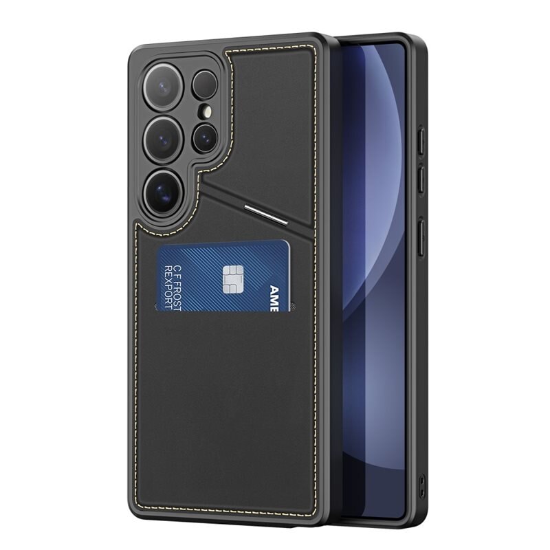 Dux Ducis Rafi Series RFID MagSafe Wallet Stand Case Samsung Galaxy S25 Ultra zwart