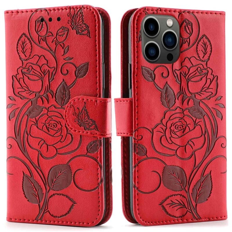 iPhone 12/12 Pro Leren Rozenhoesje Rood
