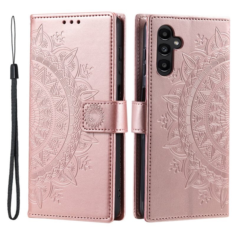 Samsung Galaxy A56 Leren Mandalahoesje rosé goud - Hoesje met cameragat en uitschuifbare standaard