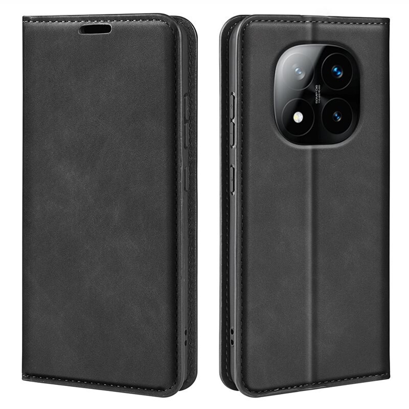 Xiaomi Redmi Note 14 Pro Plus Slim Smartphonehoesje Zwart - Portemonneehoesje in slank ontwerp