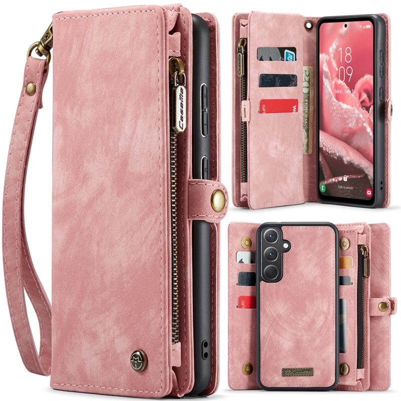 CaseMe Multi-slot Hoesje Samsung Galaxy A36 Roze - Telefoonhoesje met plek voor extra veel pasjes - Pasjeshouder