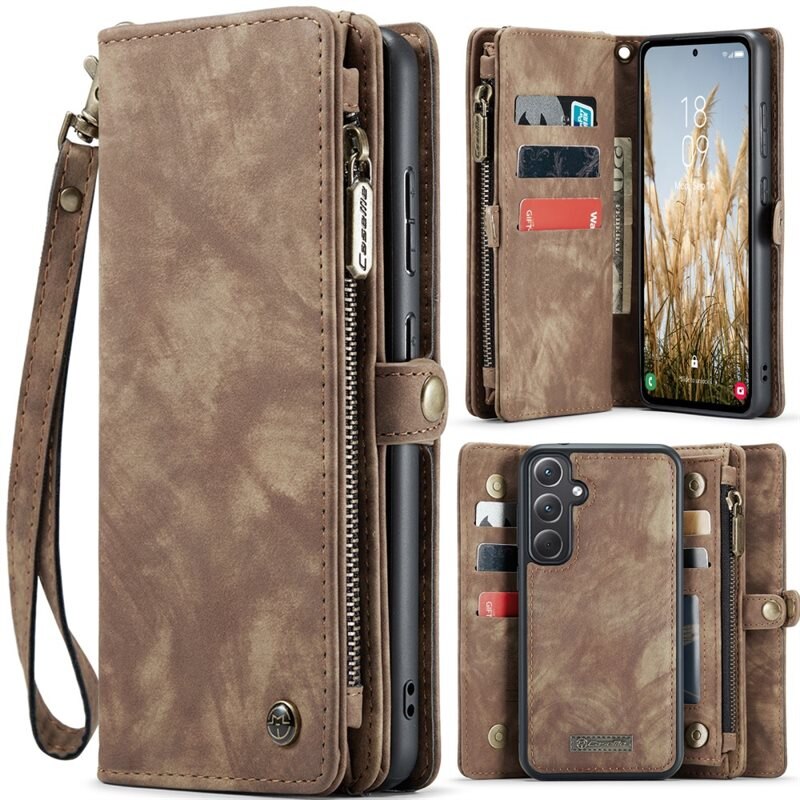 CaseMe Multi-slot Hoesje Samsung Galaxy A36 Bruin - Telefoonhoesje met plek voor extra veel pasjes - Pasjeshouder