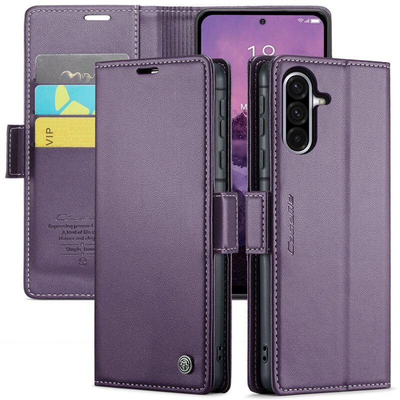 CaseMe RFID blocking Slim Bookcover Hoesje Samsung Galaxy A56 Paars - Telefoonhoesje met portemonnee en RFID-bescherming
