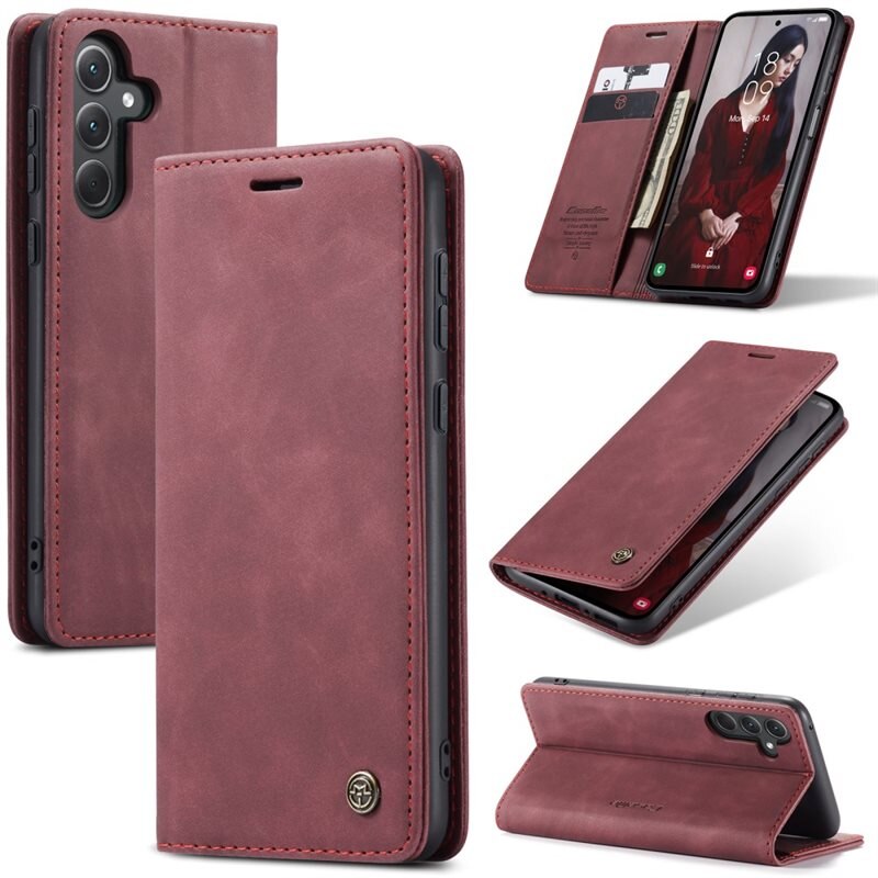 CaseMe Slim Bookcover Hoesje Samsung Galaxy A36 Rood - Dun telefoonhoesje met pasjeshouder