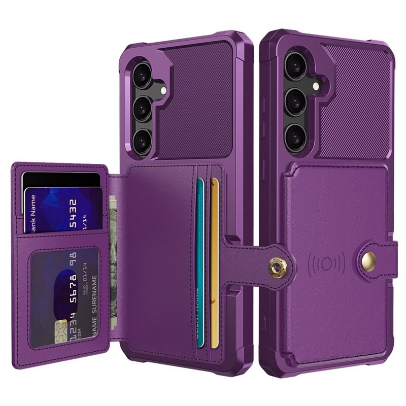 Samsung Galaxy S25 Tough Multi-slot Hoesje Paars - Beschermend hoesje met handig kaartvak in stoer design