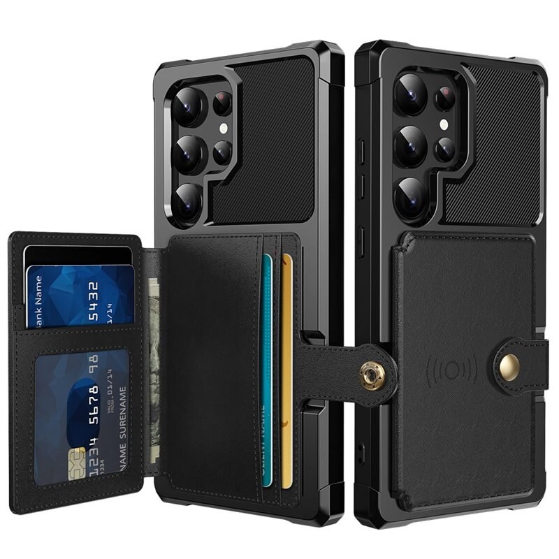 Samsung Galaxy S25 Ultra Tough Multi-slot Hoesje Zwart - Beschermend hoesje met handig kaartvak in stoer design