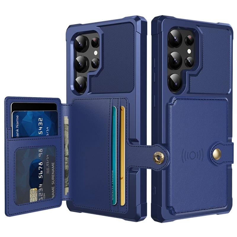 Samsung Galaxy S25 Ultra Tough Multi-slot Hoesje Blauw - Beschermend hoesje met handig kaartvak in stoer design