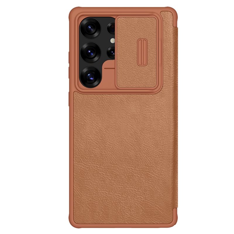 Nillkin Qin Pro CamShield Samsung Galaxy S25 Ultra Brown - Telefoonhoesje met camerabescherming