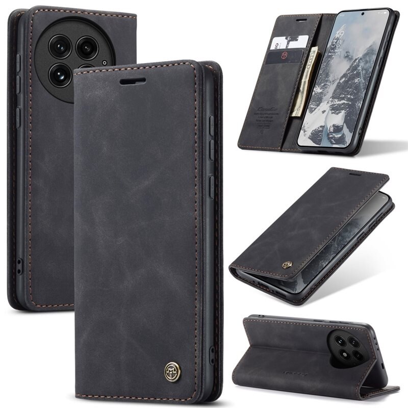 CaseMe Slim Bookcover Hoesje OnePlus 13 Zwart - Dun telefoonhoesje met pasjeshouder