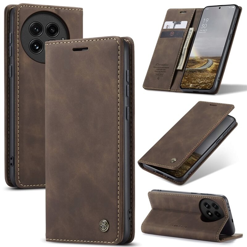 CaseMe Slim Bookcover Hoesje OnePlus 13 Bruin - Dun telefoonhoesje met pasjeshouder