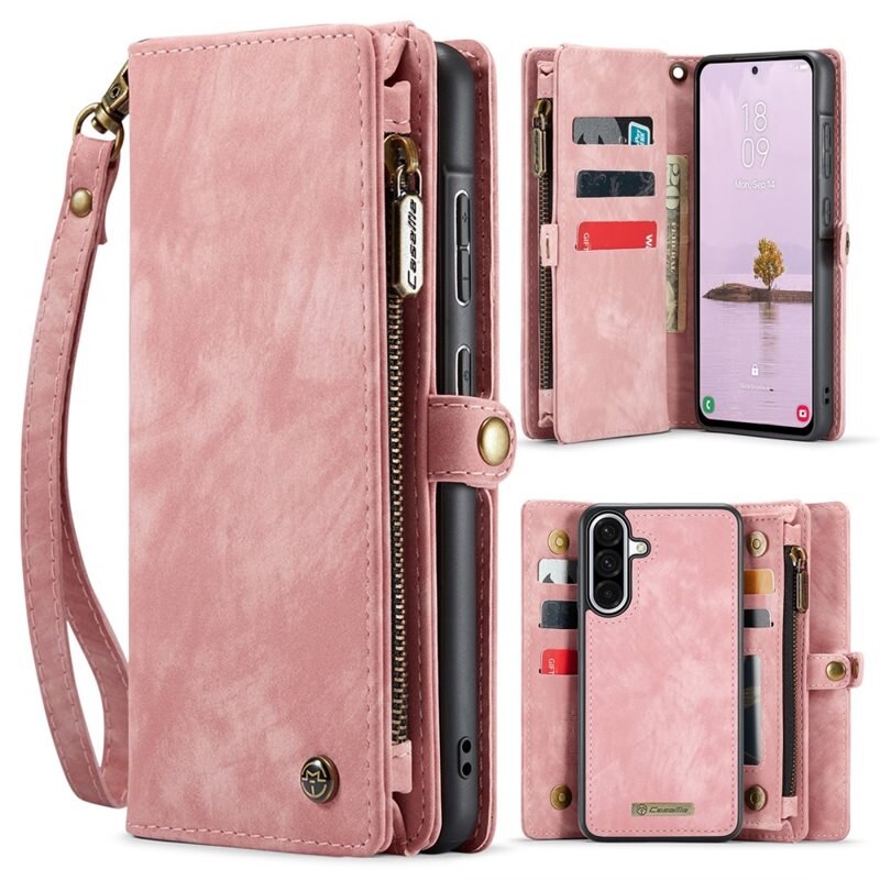 CaseMe Multi-slot Hoesje Samsung Galaxy A56 Roze - Telefoonhoesje met plek voor extra veel pasjes - Pasjeshouder