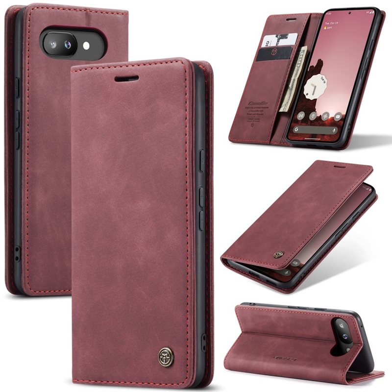 CaseMe Slim Bookcover Hoesje Google Pixel 10a Rood - Dun telefoonhoesje met pasjeshouder