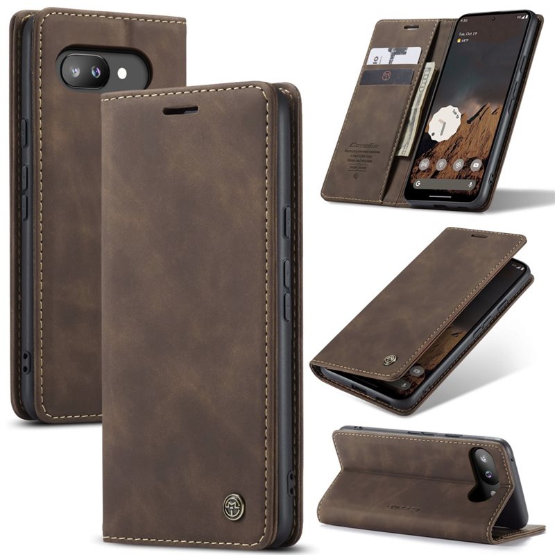 CaseMe Slim Bookcover Hoesje Google Pixel 10a Bruin - Dun telefoonhoesje met pasjeshouder