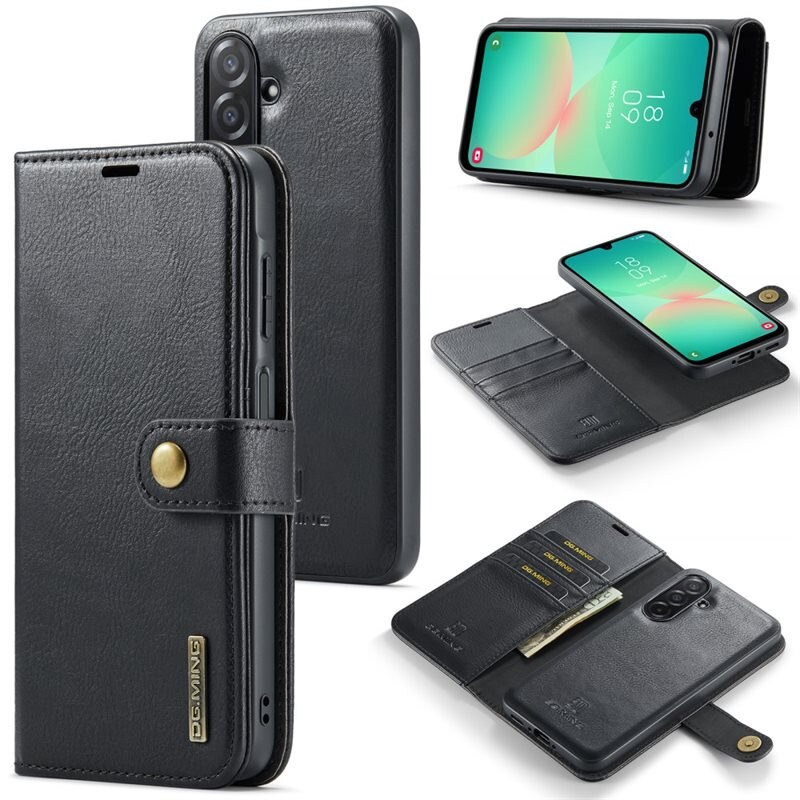 DG.MING Magnet Wallet Samsung Galaxy A26 Black - Stijlvol lederen boekhoesje met afneembaar magnetisch binnenhoesje