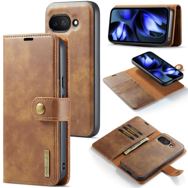 DG.MING Magnet Wallet Google Pixel 10a Cognac - Stijlvol lederen boekhoesje met afneembaar magnetisch binnenhoesje