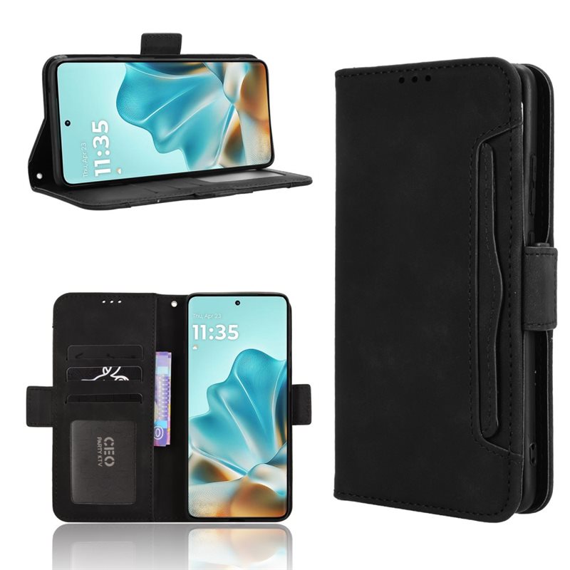 Motorola Edge 60 Fusion Multi Bookcover hoesje zwart - Telefoonhoesje - Plek voor pasjes en briefgeld, contant geld