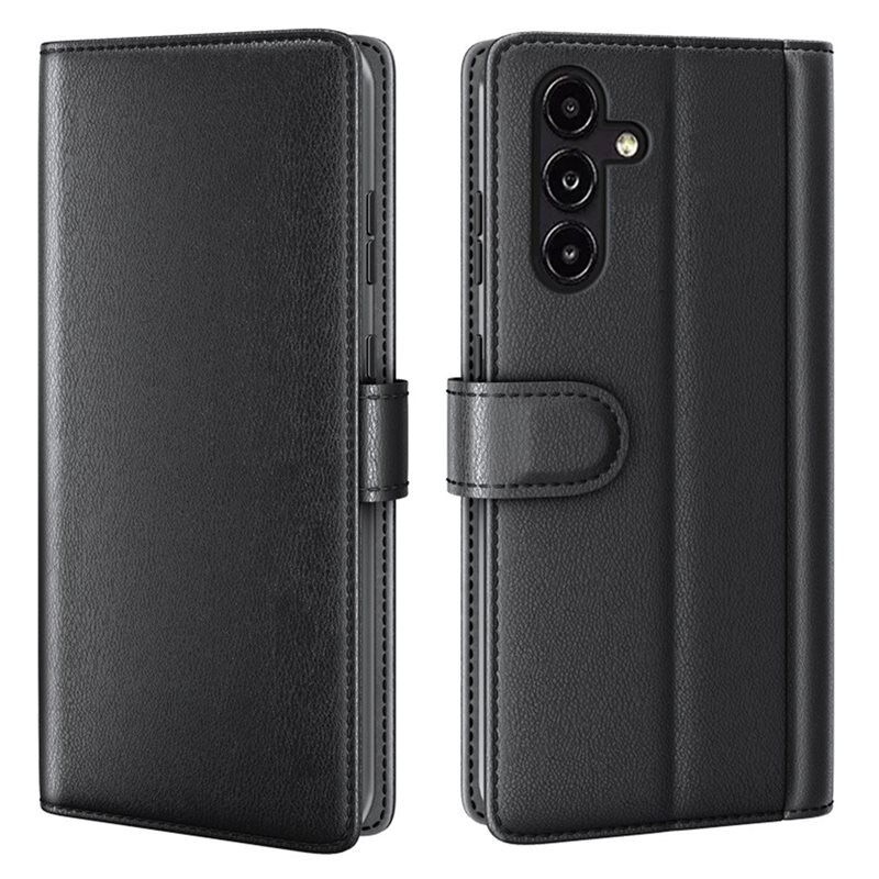 Samsung Galaxy A14 Echt lederen hoesje Zwart - Klassiek boekhoesje met plek voor briefgeld en pasjes