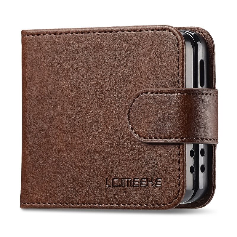 LC.IMEEKE Bookcover hoesje Samsung Galaxy Z Flip 7 Bruin