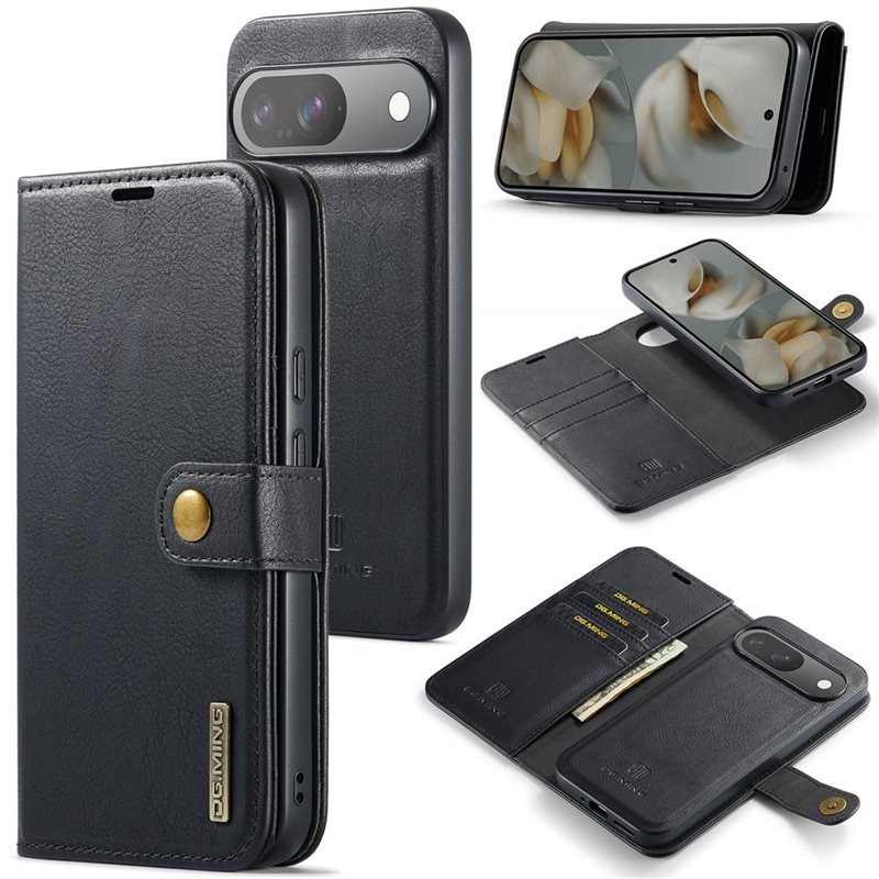 DG.MING Magnet Wallet Google Pixel 10 Pro Black - Stijlvol lederen boekhoesje met afneembaar magnetisch binnenhoesje