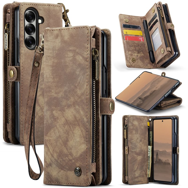 CaseMe Multi-slot hoesje Samsung Galaxy Z Fold 7 Bruin