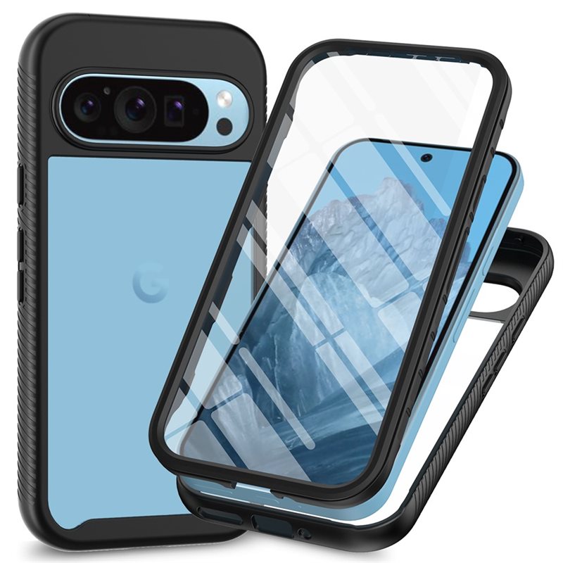 Google Pixel 10a Full Protection Hoesje Zwart - Volledig dekkend hoesje met gehard glazen schermbescherming
