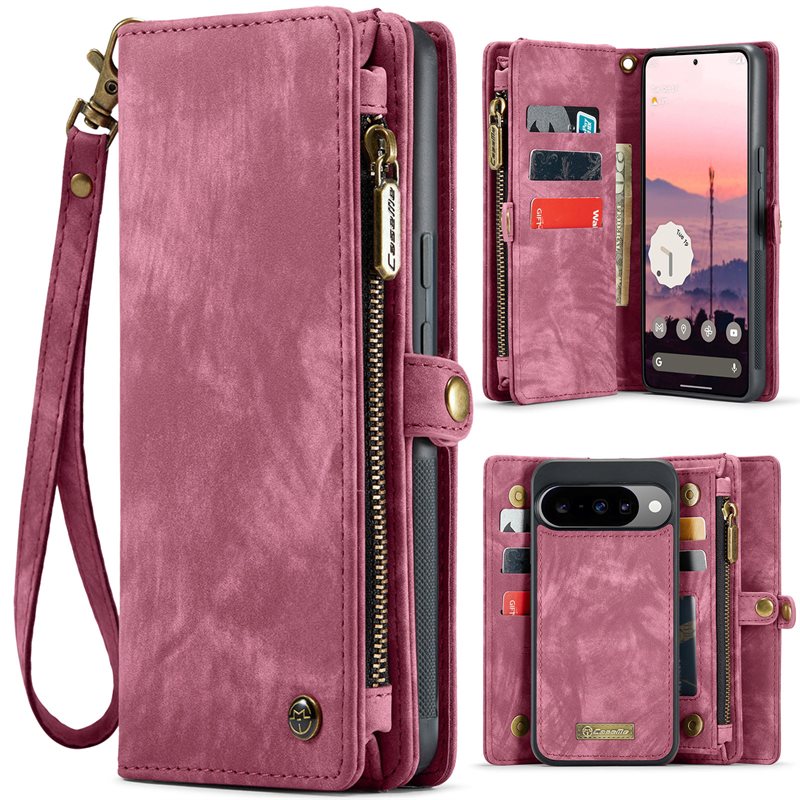 CaseMe Multi-slot Hoesje Google Pixel 10 Pro Rood - Telefoonhoesje met plek voor extra veel pasjes - Pasjeshouder