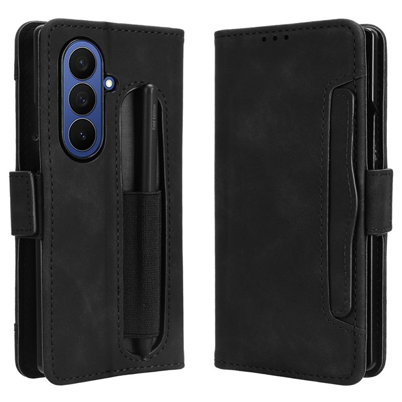 Samsung Galaxy Z Fold 7 Multi Portemonnee hoesje met penhouder zwart