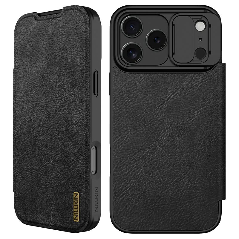 Nillkin Qin Pro CamShield iPhone 17 Pro Max Zwart - Telefoonhoesje met camerabescherming
