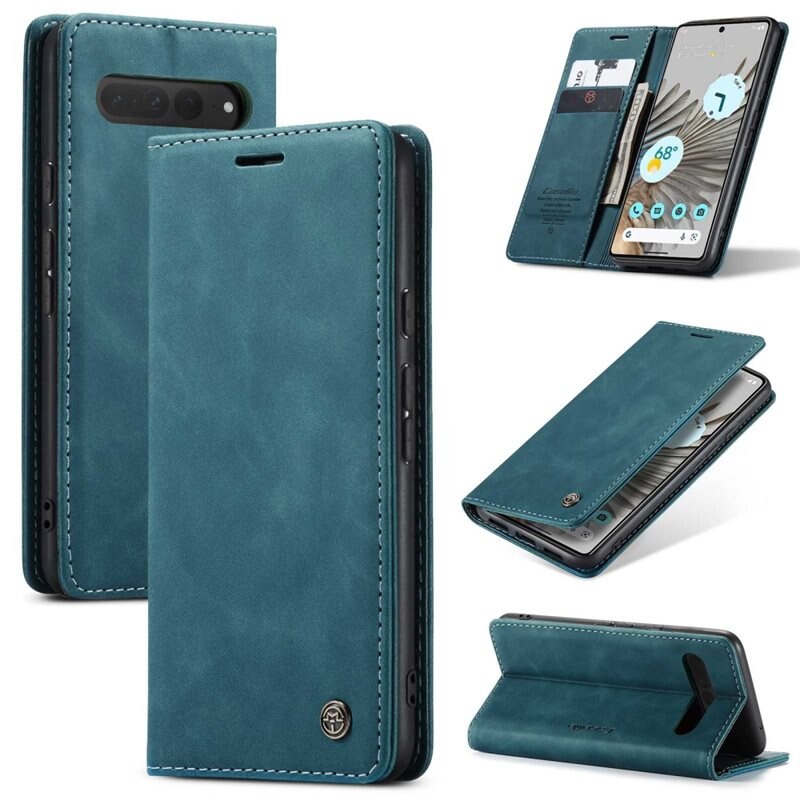 CaseMe Slim Bookcover Hoesje Google Pixel 7 Pro Blauw - Dun telefoonhoesje met pasjeshouder
