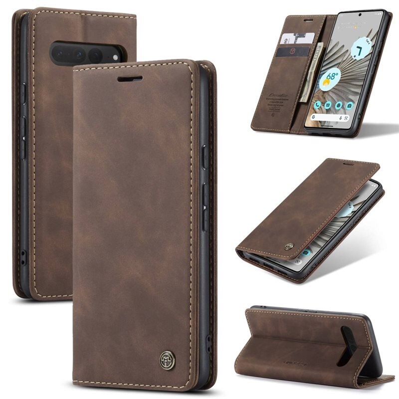 CaseMe Slim Bookcover Hoesje Google Pixel 7 Pro Bruin - Dun telefoonhoesje met pasjeshouder
