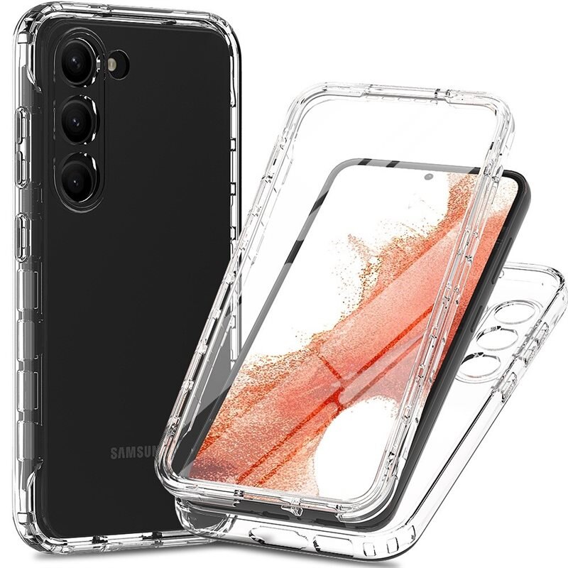 Samsung Galaxy S23 Full Protection Hoesje Transparant - Volledig dekkend hoesje met gehard glazen schermbescherming