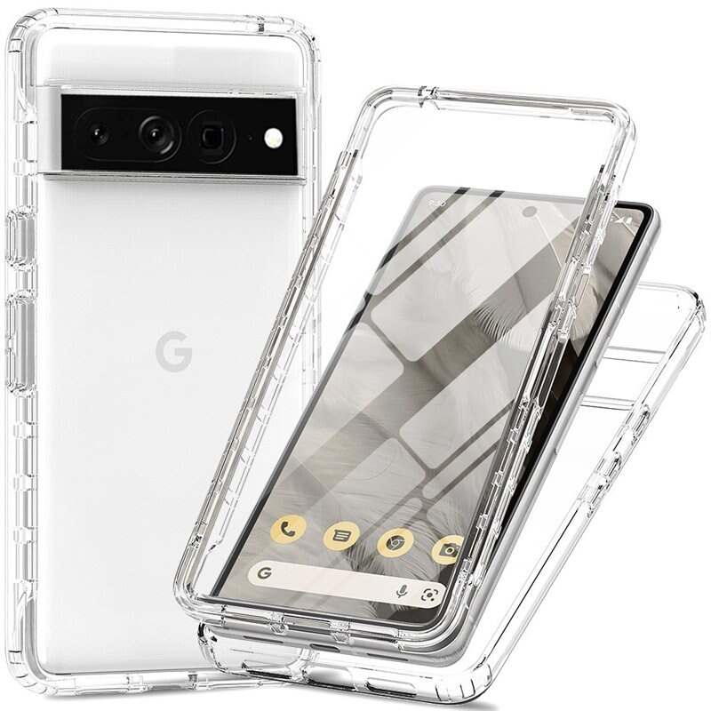 Google Pixel 7 Pro Full Protection Hoesje Transparant - Volledig dekkend hoesje met gehard glazen schermbescherming